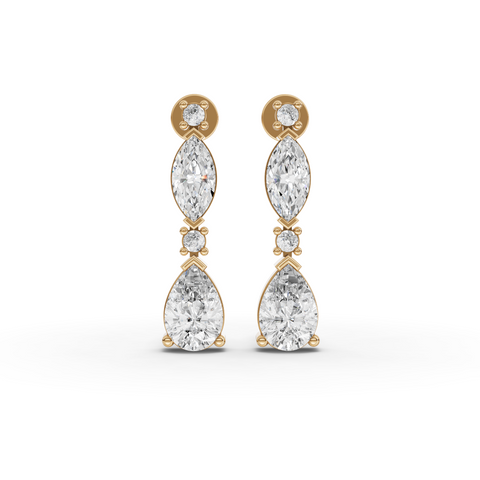 3.56 Ct Marquise & Pear Drop Lab Diamond Jewelry Set with Y Necklace