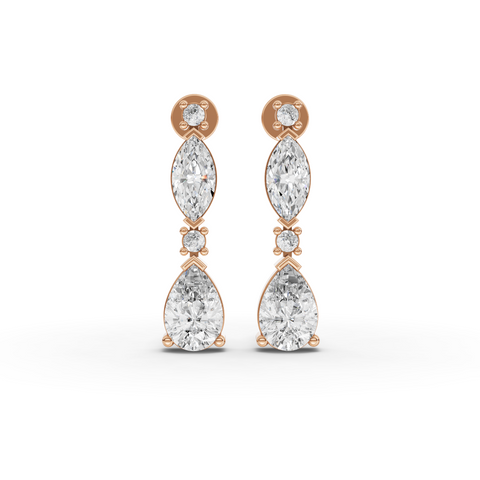 1.11 Ct Lab-Grown Marquise & Pear Diamond Graduated Drop Earrings
