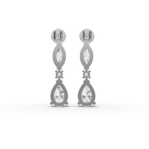 1.11 Ct Lab-Grown Marquise & Pear Diamond Graduated Drop Earrings