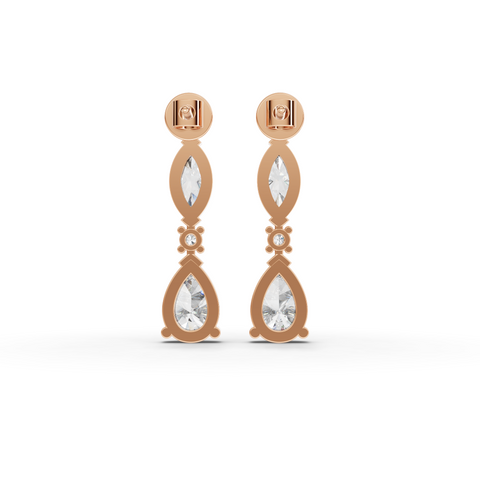 1.11 Ct Lab-Grown Marquise & Pear Diamond Graduated Drop Earrings