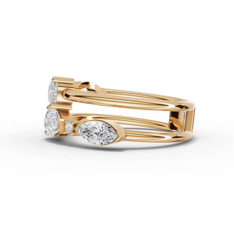 Lab-Grown Pear Diamond Open-Ended Ring with Floating Round Accents