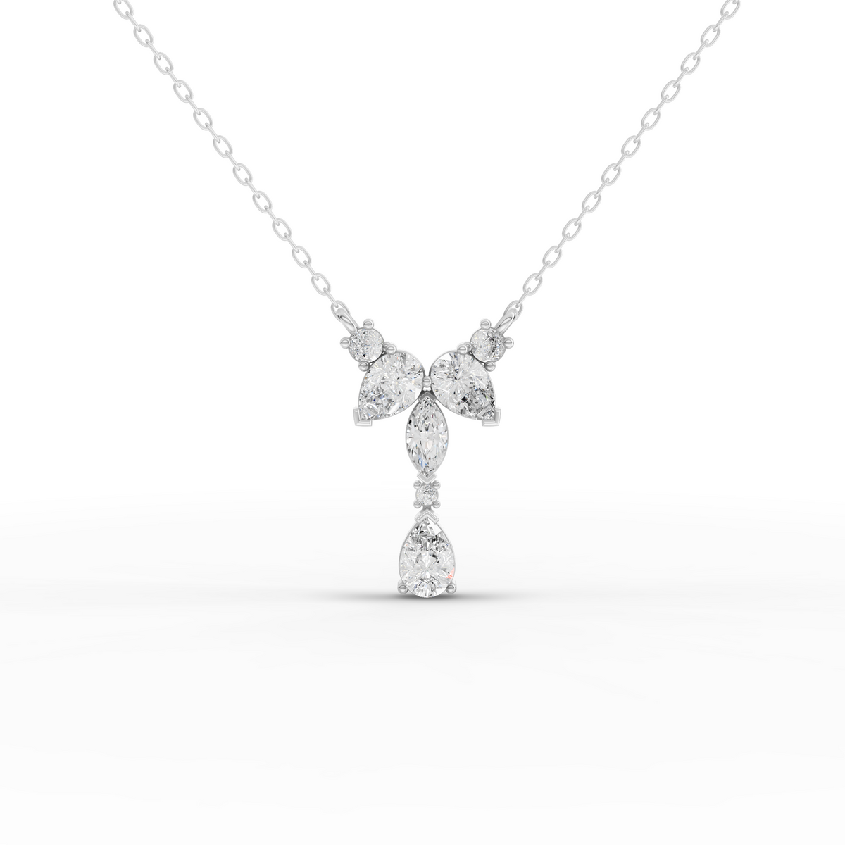 1.37 Ct Lab-Grown Diamond Y-Style Pendant with Pear & Marquise Diamonds