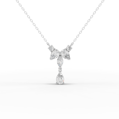 قلادة على شكل حرف Y مرصعة بالألماس المصنّع مخبرياً، مع ألماس كمثري وماركيز