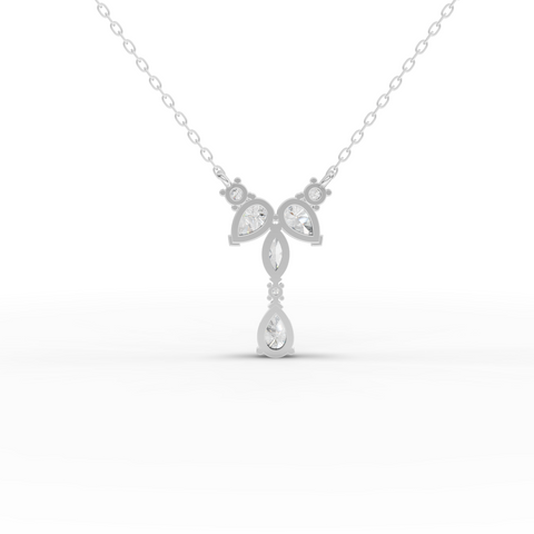 قلادة على شكل حرف Y مرصعة بالألماس المصنّع مخبرياً، مع ألماس كمثري وماركيز