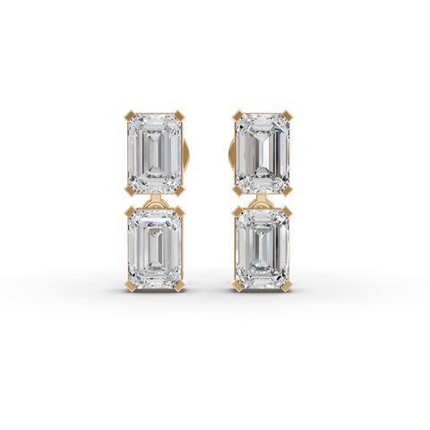 4.70 Ct Emerald-Cut Lab Diamond Jewelry Set with Ring, Drop Earrings & Necklace