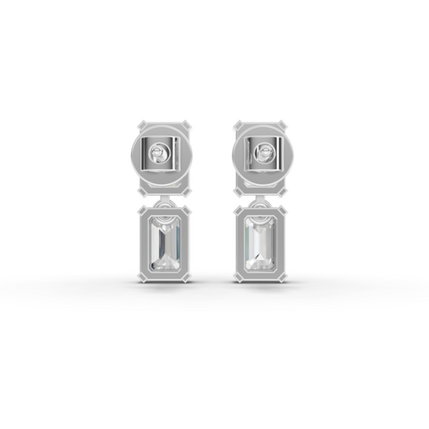 2.23 Ct Emerald Double Drop Lab Diamond Stud Earrings
