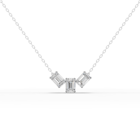 Lab-Grown Diamond Emerald-Cut Trio Pendant Necklace