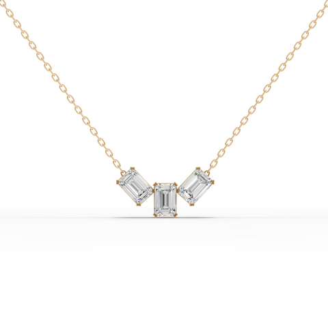Lab-Grown Diamond Emerald-Cut Trio Pendant Necklace
