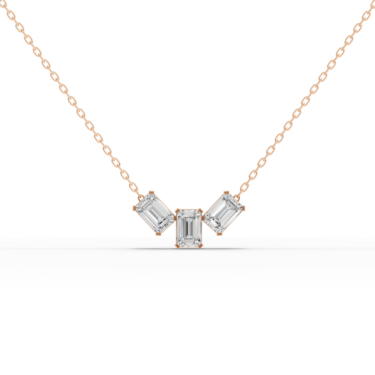 Lab-Grown Diamond Emerald-Cut Trio Pendant Necklace