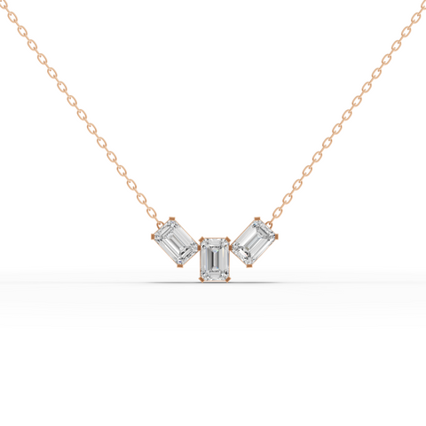 Lab-Grown Diamond Emerald-Cut Trio Pendant Necklace