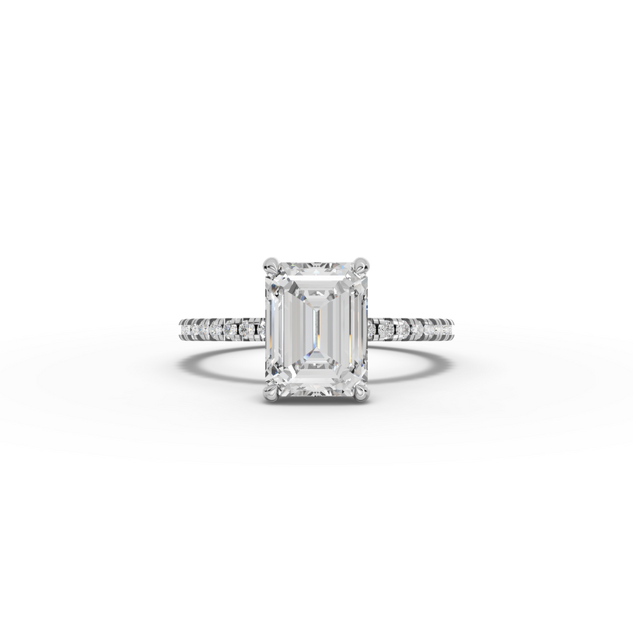 2.23 CT Emerald Hidden Halo Pavé Ring