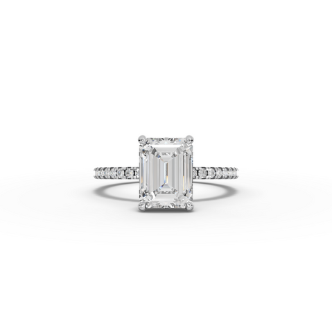 2.23 CT Emerald Hidden Halo Pavé Ring