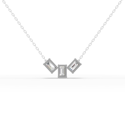 Lab-Grown Diamond Emerald-Cut Trio Pendant Necklace