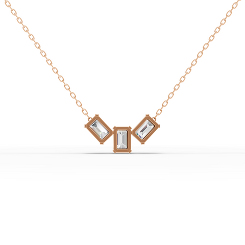 Lab-Grown Diamond Emerald-Cut Trio Pendant Necklace