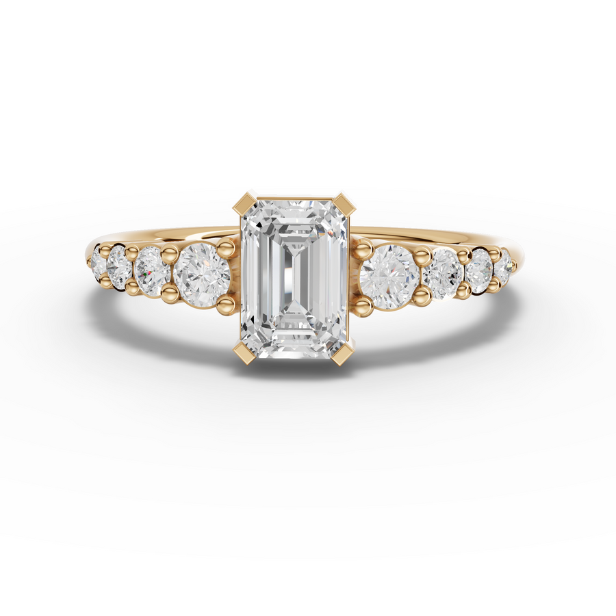 0.80 Ct Emerald With Side Stone Ring