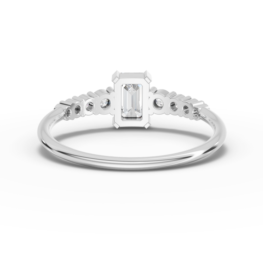 0.80 Ct Emerald With Side Stone Ring