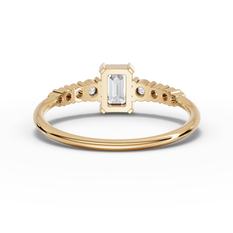 0.80 Ct Lab-Grown Emerald-Cut Diamond Ring with Graduated Round Accent Band