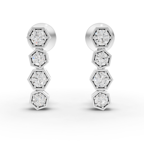 Lab-Grown Diamond Vertical Hexagon Statement Earrings