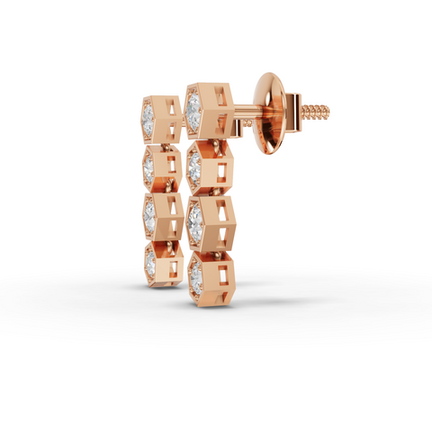 Lab-Grown Diamond Vertical Hexagon Statement Earrings