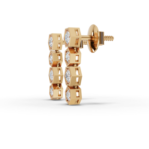 Lab-Grown Diamond Vertical Hexagon Statement Earrings