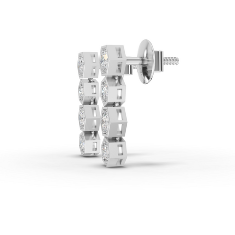 Lab-Grown Diamond Vertical Hexagon Statement Earrings