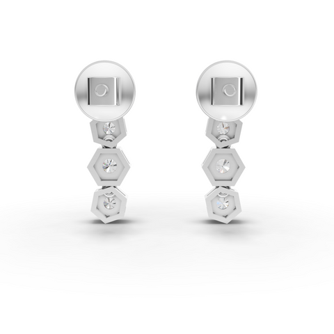 Lab-Grown Diamond Vertical Hexagon Statement Earrings