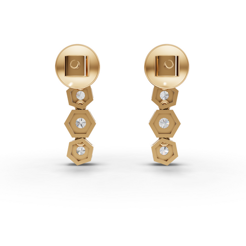 Lab-Grown Diamond Vertical Hexagon Statement Earrings