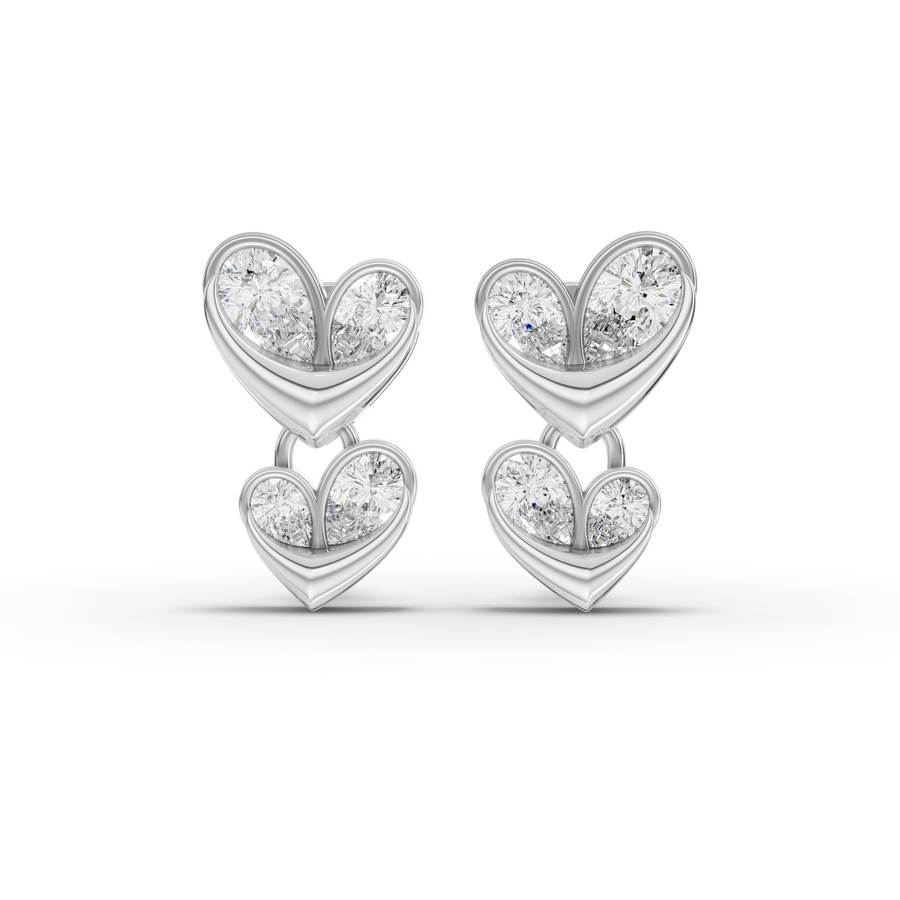 1.67 Ct Double Heart Pear Lab Diamond Set
