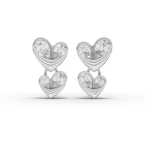 0.81 Ct Lab-Grown Diamond Double Heart Drop Earrings