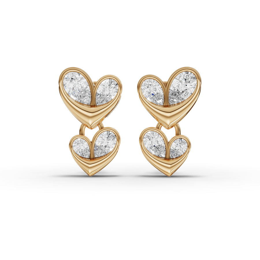 1.67 Ct Double Heart Pear Lab Diamond Set