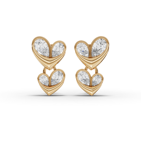 0.81 Ct Lab-Grown Diamond Double Heart Drop Earrings