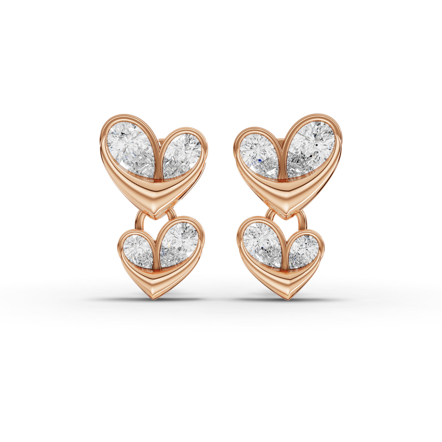 1.67 Ct Double Heart Pear Lab Diamond Set