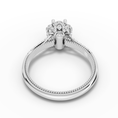 1.41 Ct Vintage Round Lab Grown Diamond Engagement Ring with Hidden Halo & Milgrain Band