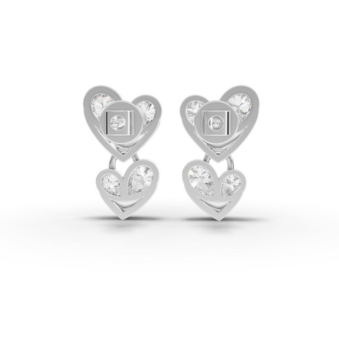 0.81 Ct Lab-Grown Diamond Double Heart Drop Earrings