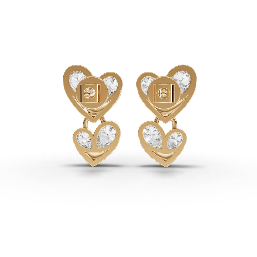 1.67 Ct Double Heart Pear Lab Diamond Set