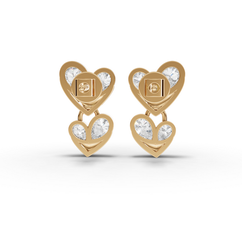 0.81 Ct Lab-Grown Diamond Double Heart Drop Earrings