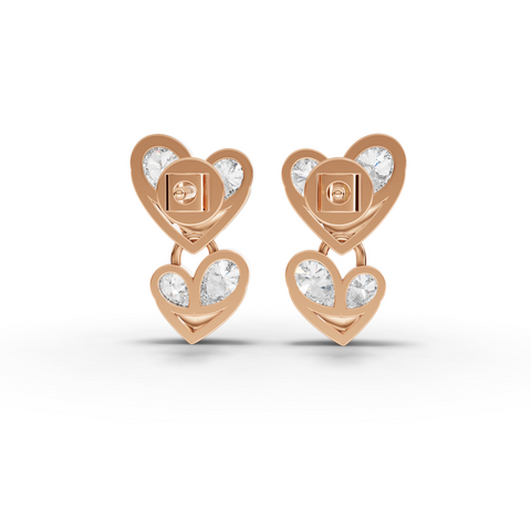 0.81 Ct Lab-Grown Diamond Double Heart Drop Earrings