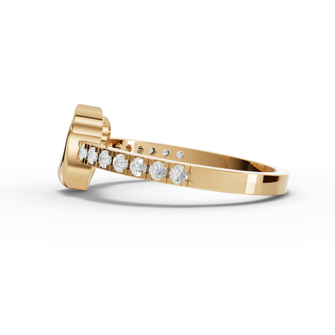 0.44 Ct Lab-Grown Diamond Open Heart Ring with Pavé Band