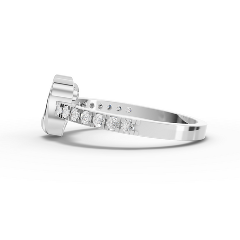 0.44 Ct Lab-Grown Diamond Open Heart Ring with Pavé Band