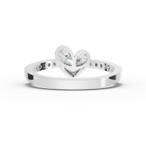 0.44 Ct Lab-Grown Diamond Open Heart Ring with Pavé Band