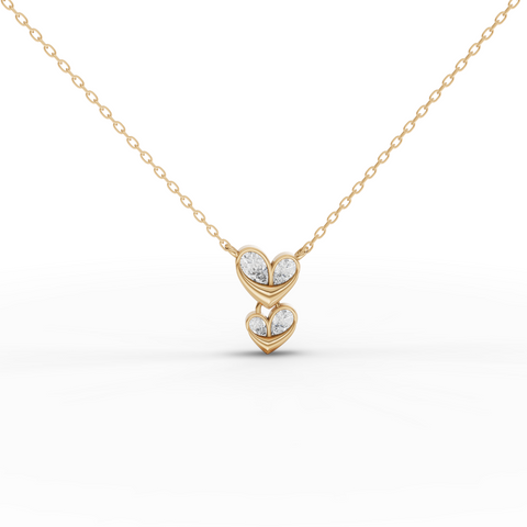 1.67 Ct Double Heart Lab Diamond Jewelry Set with Ring, Earrings & Necklace