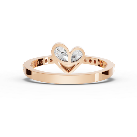0.44 Ct Lab-Grown Diamond Open Heart Ring with Pavé Band