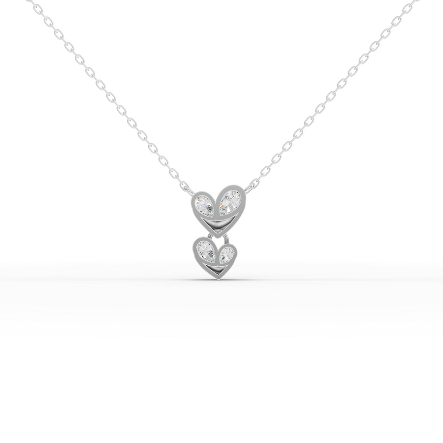0.42 Ct Double Heart Lab Diamond Pendant