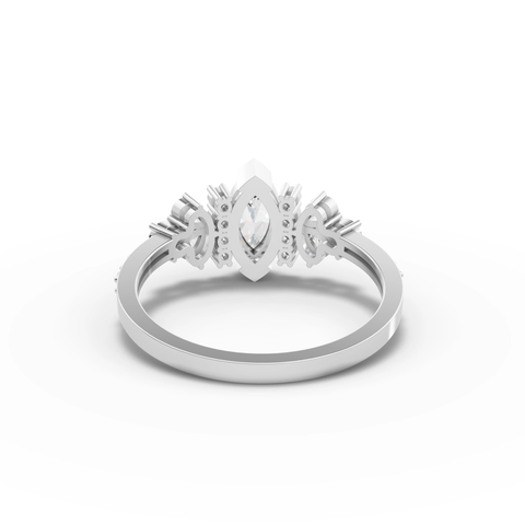 Marquise-Cut Lab-Grown Diamond Floral Cluster Ring with Pavé Band