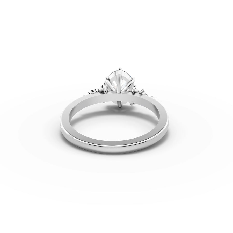 Lab-grown oval ring white gold close-up