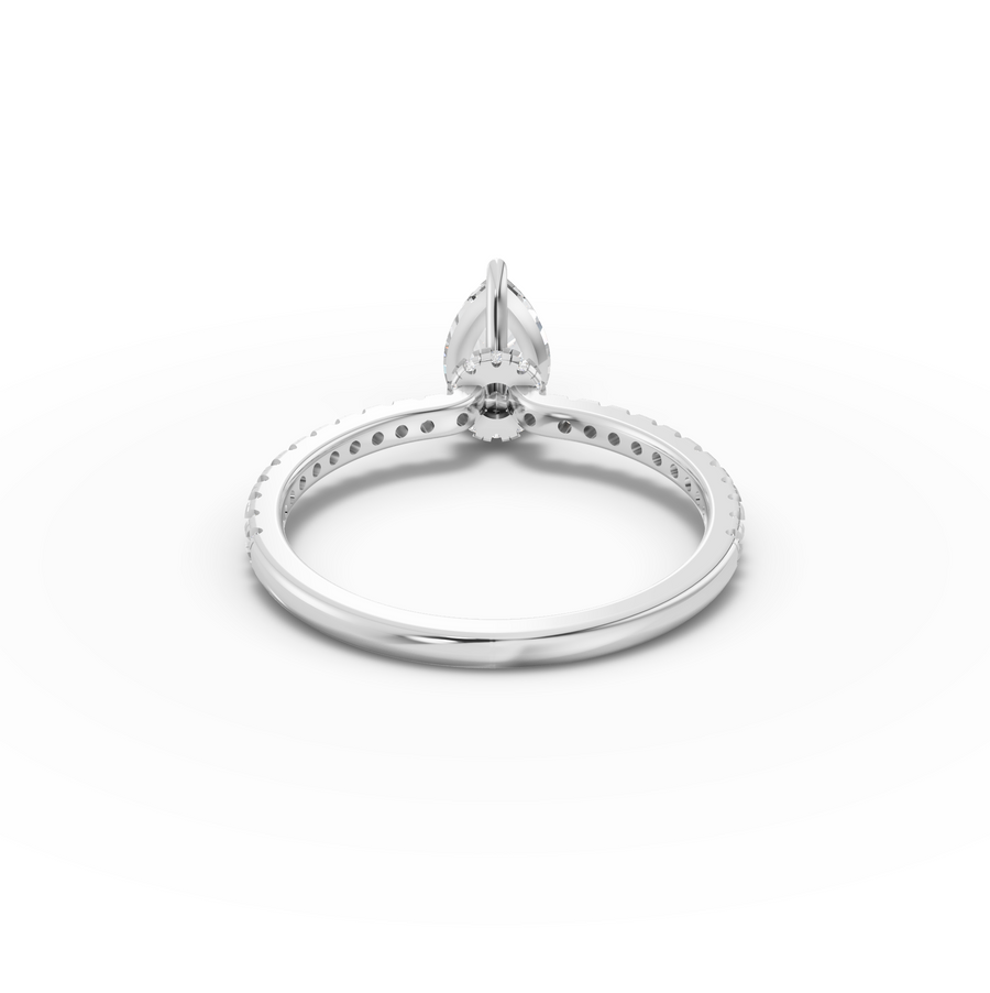 0.98 Ct Pear Hidden Halo Pavé Ring
