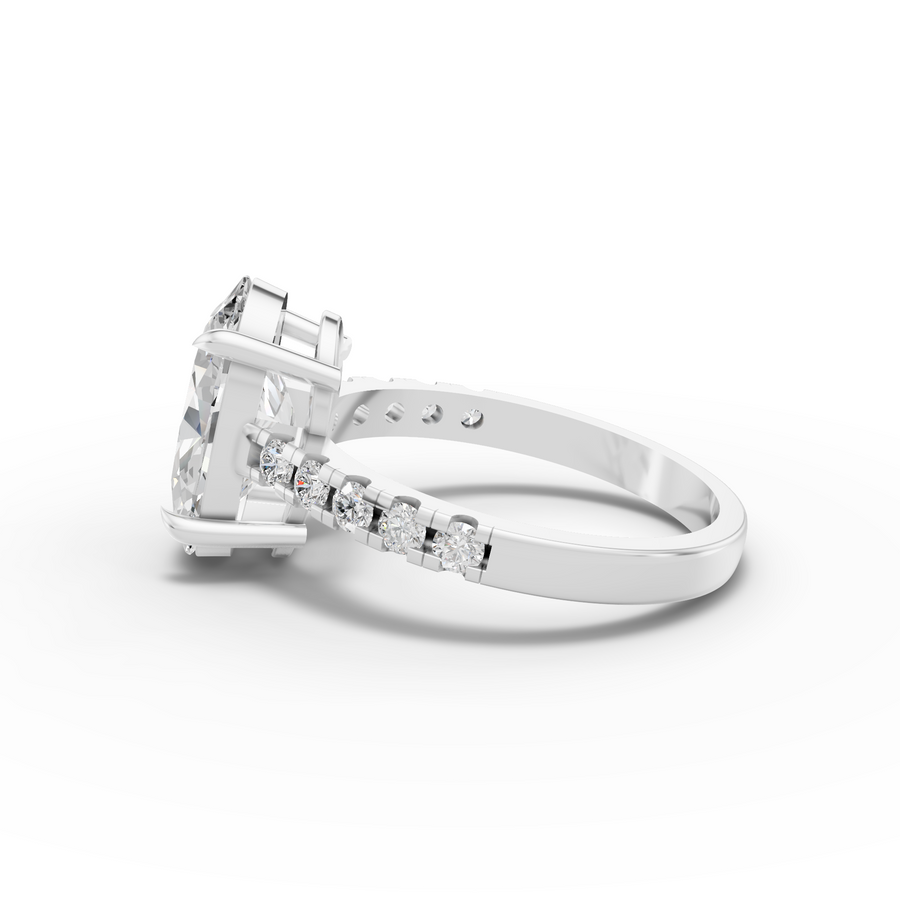 3.30 Ct Oval Solitaire With Pavé Ring 3.00 Ct Center