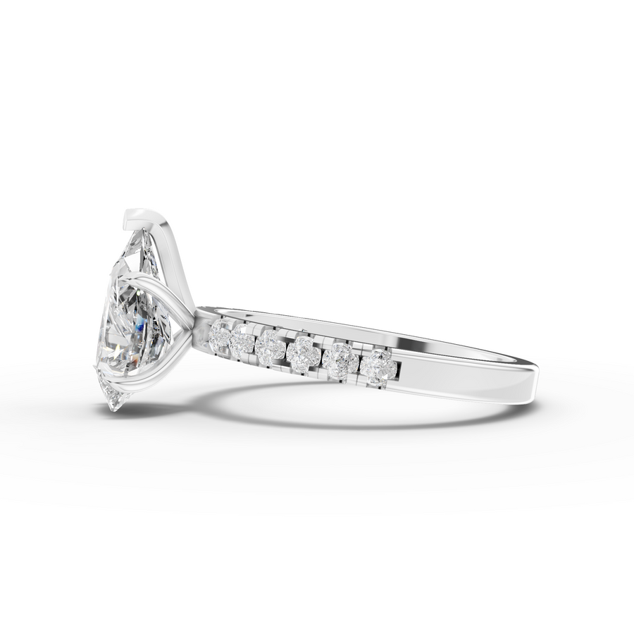 2.42 Ct Pear Solitaire With Side Diamod Band Ring