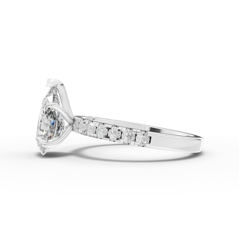 2.42 Ct Pear Cut Lab Grown Diamond Engagement Ring with Pavé Band