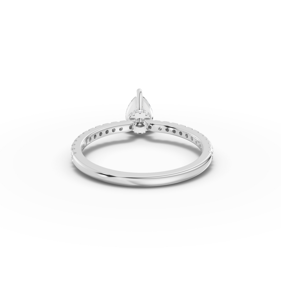 0.72 Ct Pear Hidden Halo Pavé Ring